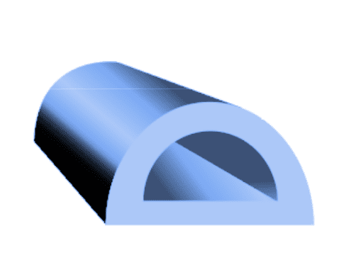 Rendered image of a D-shaped silicone rubber extruded part