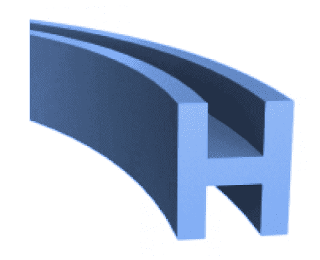 Rendered image of an H-shaped silicone rubber extruded part