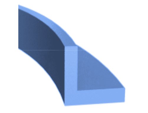 Rendered image of an L-shaped silicone rubber extruded part
