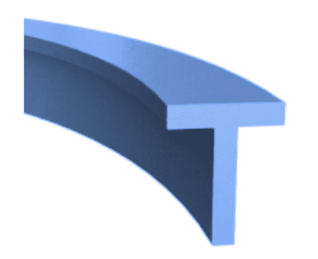 Rendered image of a T-shaped silicone rubber extruded part
